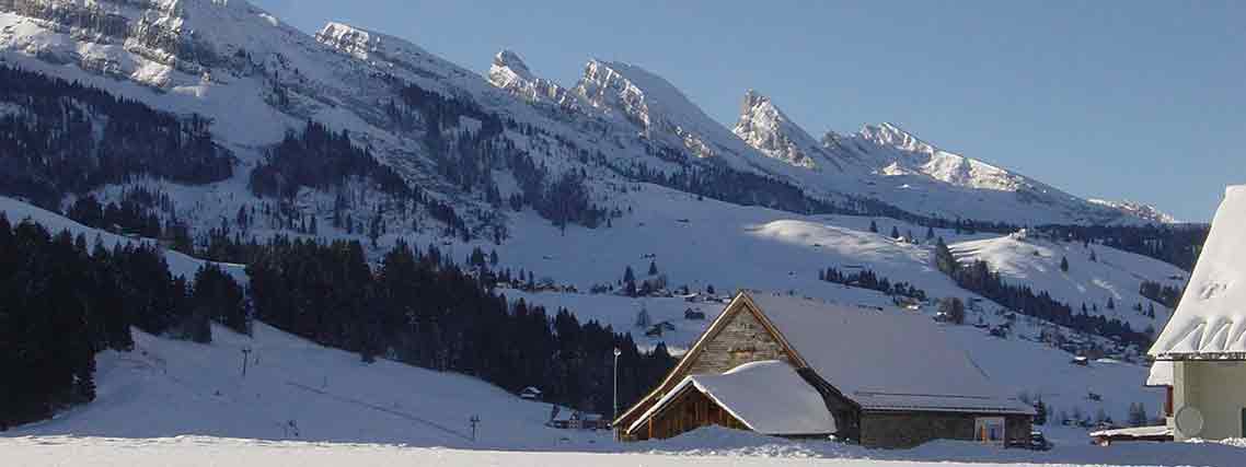 Winteridylle im Toggenburg vor den Churfirsten (Foto: Bergbahnen Wildhaus)